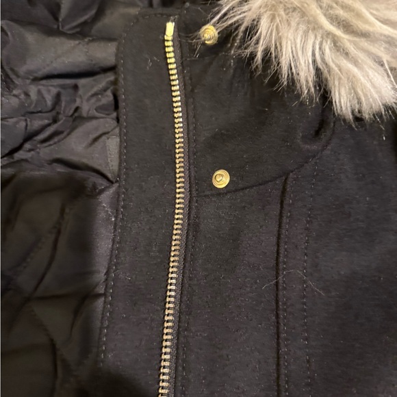 Ann Taylor Black Utility Jacket with Faux Fur Trim - Picture 3 of 8